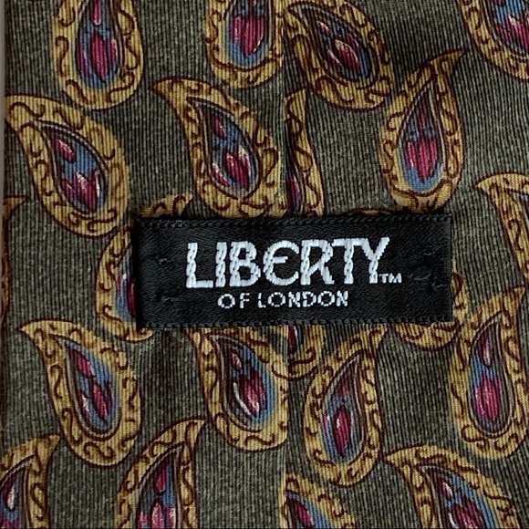 Liberty of London tie 100% silk green paisley necktie - Picture 4 of 5